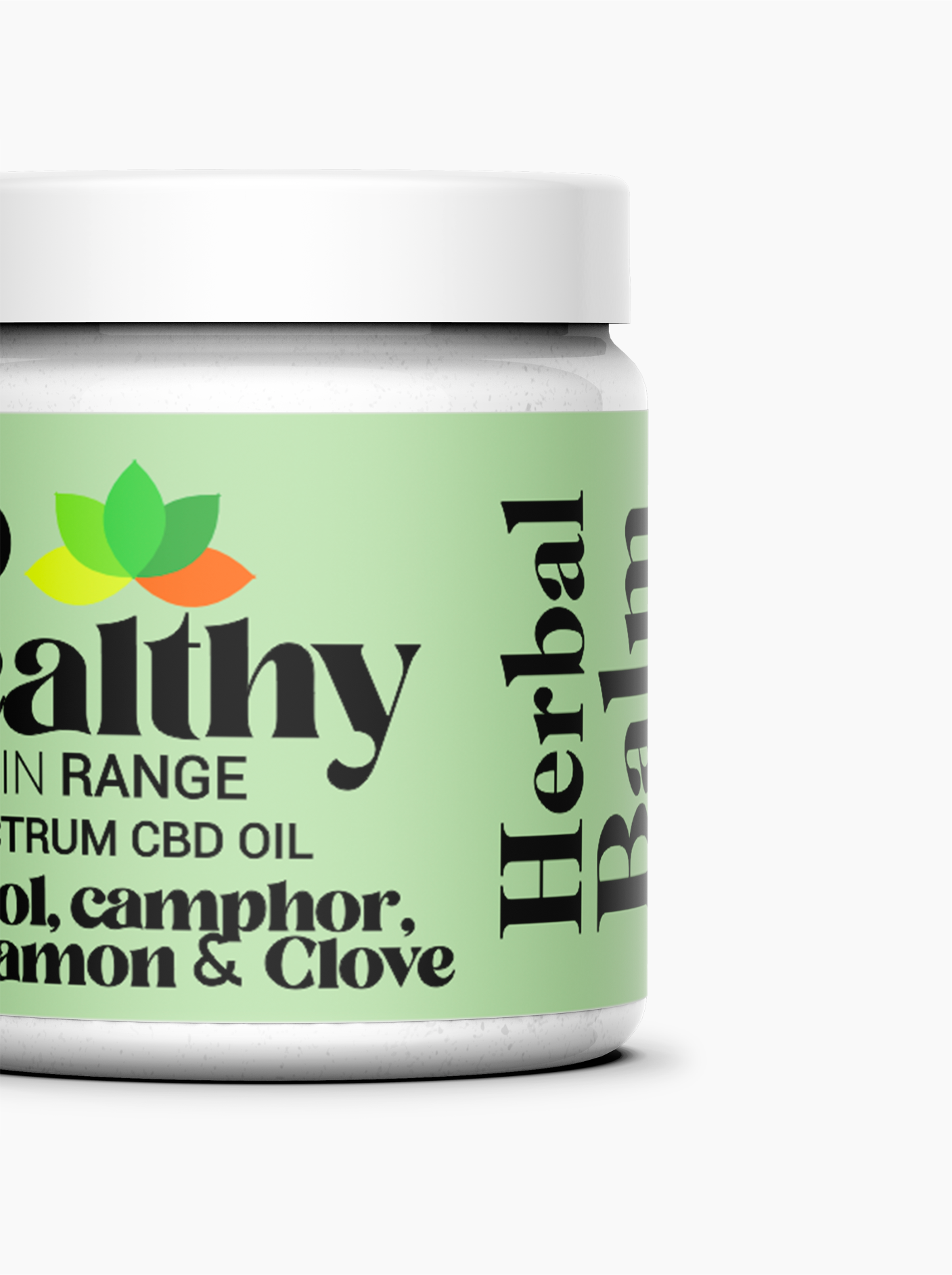 A close-up product shot of the GoHealthy Herbal Balm jar.