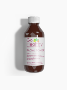 A brown 100ml bottle of Go Healthy Mushroom Range Facial Toner, designed to hydrate and soothe all skin types.